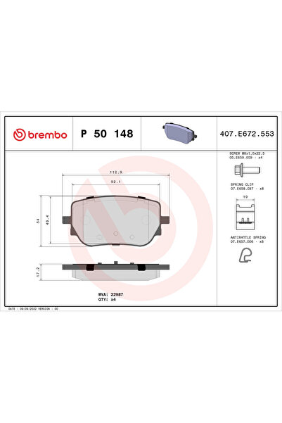 Brembo Комплект спирачни накладки дискови спирачки Mercedes-Benz Cla