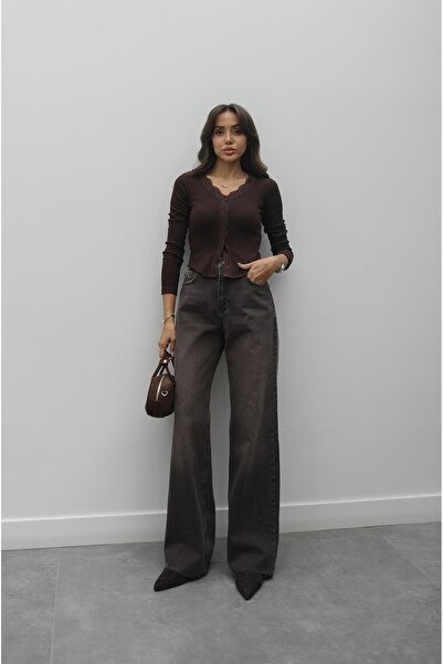 Havoş Bitter Brown Washed Mid-Waist Jeans