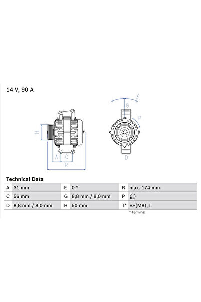 Bosch Generator / Alternator Mercedes-Benz Accelo/Sprinter 2-T Bus/Sprinter 2...