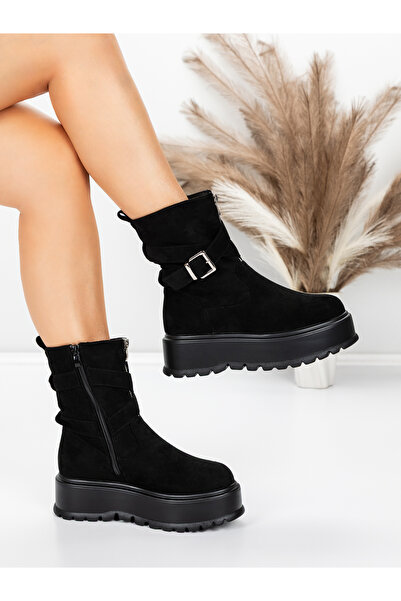 mei Ghete Dama cu Platforma 5W83 Negru