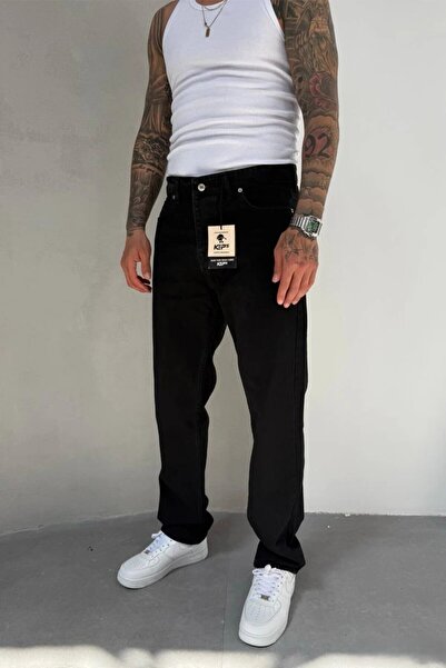 MADZEYMODA Ανδρικό τζιν παντελόνι με φαρδύ κοψίματος καπνιστό τζιν KE-204