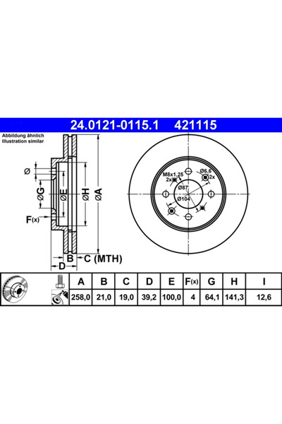 Ate Set Discuri Frana Honda City 4 Limuzina/City 5 Limuzina/Jazz 2 2002-2014