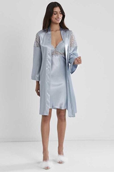Pierre Cardin 6-Piece Satin Nightgown Dressing Gown Dowry Set 6955 Mist