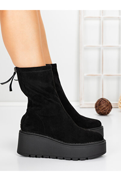 mei Ghete Dama cu Platforma 5AH57 Negru