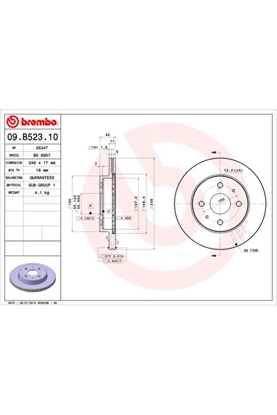 Brembo Brake Disc Daihatsu Copen/Cuore 7/Sirion Subaru Justy 4