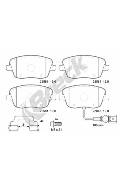 BRECK Комплект накладки за дискови спирачки Seat Ibiza 3 Skoda Fabia 1/Fabia ...