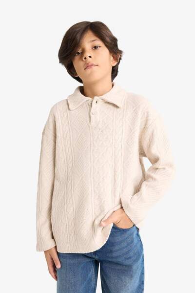 DeFacto Boy's Polo Neck Long Sleeve T-Shirt G2967A825Wn