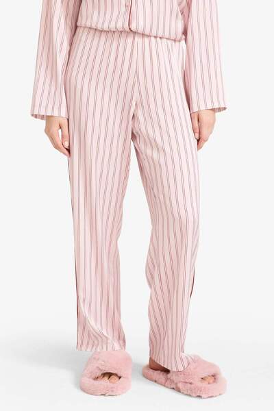 DeFacto Pijama Takımı Regular Fit Saten Çizgili Uzun Kollu Üst Uzun Alt-Fall in Love G0227AX25AU