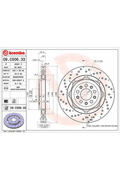 Brembo Дискова спирачка Alfa Romeo Giulia/Stelvio