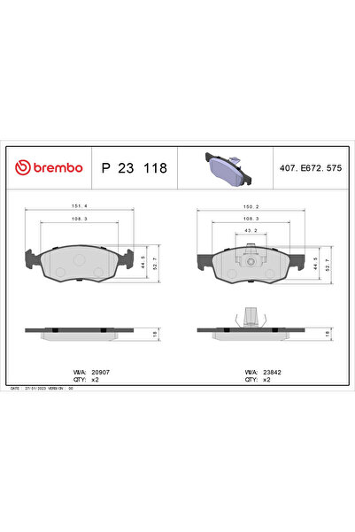 Brembo Set Placute Frana Frana Disc Fiat Doblo Autoutilitara/Limuzina Spatioa...