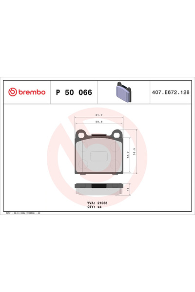 Brembo Set Placute Frana Frana Disc Mercedes-Benz /8/123 T-Model/123 Limuzina