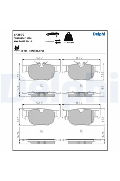 DELPHİ Set Placute Frana Frana Disc Jaguar F-Pace Land Rover Range Rover Velar