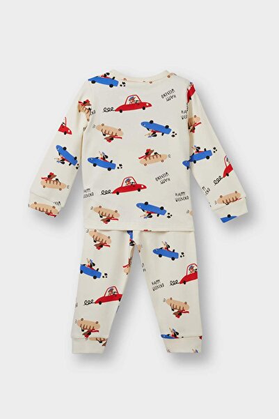 DeFacto Erkek Bebek Pijama Takımı Araç Baskılı Uzun Kollu Üst Uzun Alt F0555A525AU