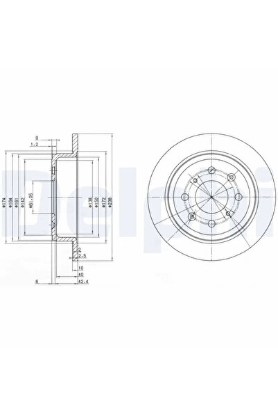 DELPHİ Brake Disc Honda Accord 3/Civic 4/Crx 2 Rover 200 2/200 Cupe/400 2