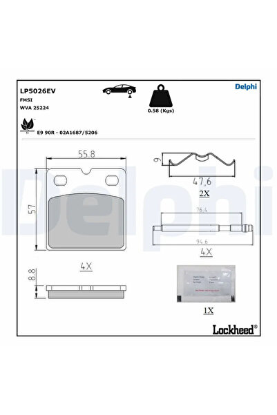 DELPHİ Комплект спирачни накладки за ръчна дискова спирачка Tesla Model 10/Mo...