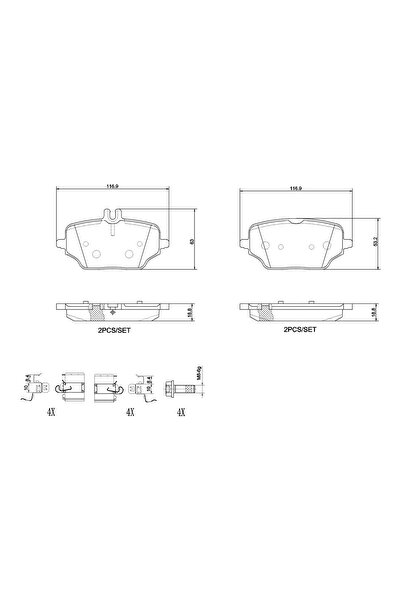 Brembo Комплект спирачни накладки за дискови спирачки Mercedes-Benz Gle