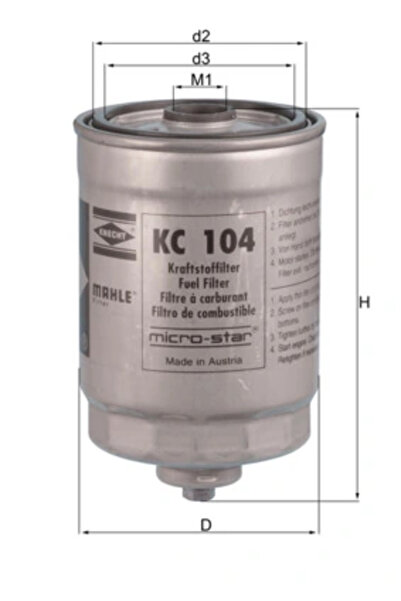 KNECHT Filtru Combustibil Volvo S60 1/S80 1/V70 2 2001-2010