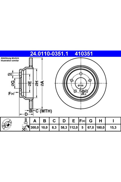 Ate Set Discuri Frana Mercedes-Benz Sl 2003-2012