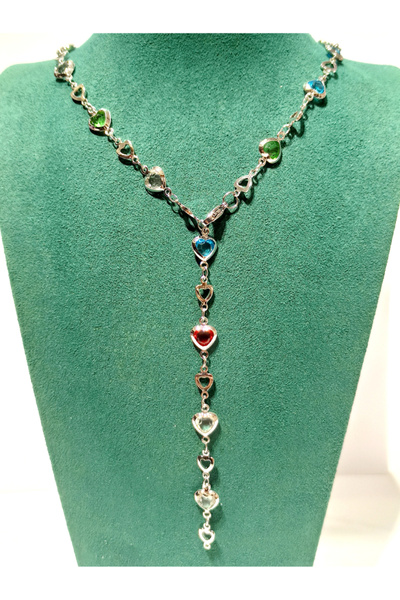 Monalisa Home قلادة على شكل حرف Y مرصعة بالأحجار الكريمة الملونة الفاخرة