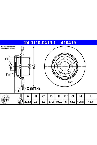Ate Set Discuri Frana Audi A1 Vw Polo 6 2017-2022