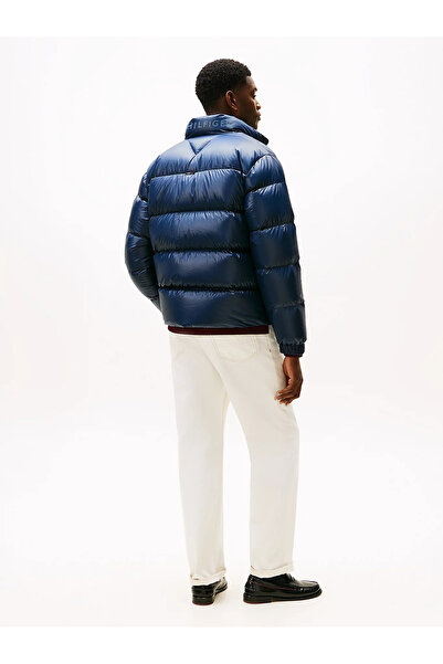 Tommy Hilfiger Erkek Uzun Kol Kapitoneli Şişme Dik Yaka Cepli Mavi Mont MW0MW40617-C1G