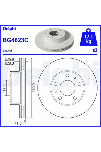 DELPHİ Спирачен диск Citroen Jumper 2 Bus/Jumper 2 Caroserie/Jumper 2 Platfor...