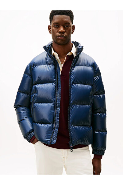 Tommy Hilfiger Erkek Uzun Kol Kapitoneli Şişme Dik Yaka Cepli Mavi Mont MW0MW40617-C1G