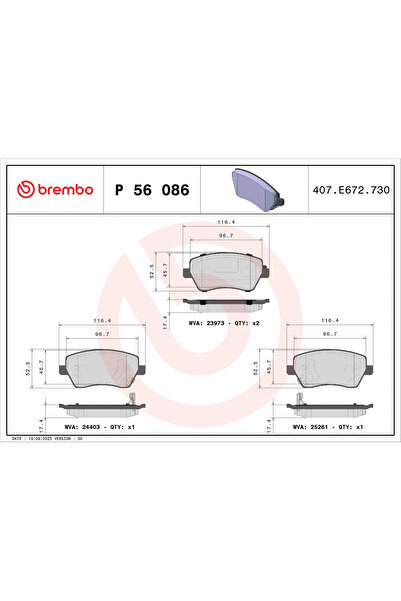 Brembo Set Placute Frana Frana Disc Nissan Micra 4/Micra 5/Note Renault Scala