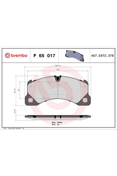 Brembo Комплект накладки за дискови спирачки Porsche Cayenne/Panamera/Taycan ...
