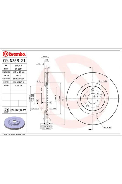 Brembo Disc Frana Ford Galaxy 3/Mondeo 5 Turnier/Mondeo 5 Limuzina Ford (Chan...
