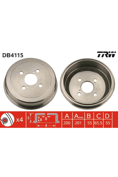 TRW Tambur Frana Audi 100 C3 Limuzina/80 B4 Limuzina Ford Escrt 5