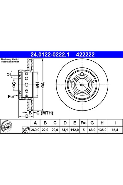 Ate Disc Frana Audi A6 C5 Vw Passat B5
