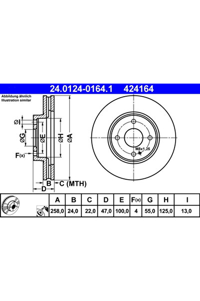 Ate Set Discuri Frana Mazda 323 F 6/323 S 6 Limuzina 1998-2004