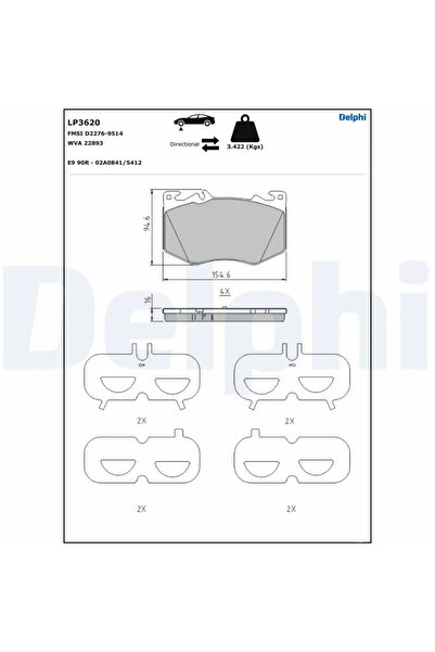 DELPHİ Brake pad set disc brake MERCEDES-BENZ GLB 2019-2025 LP3620
