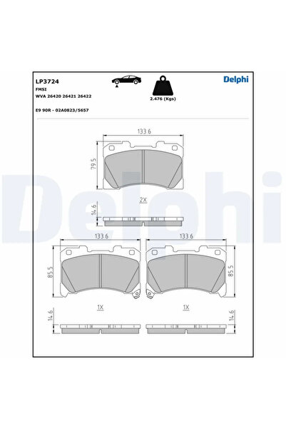 DELPHİ Set Placute Frana Frana Disc Toyota Yaris