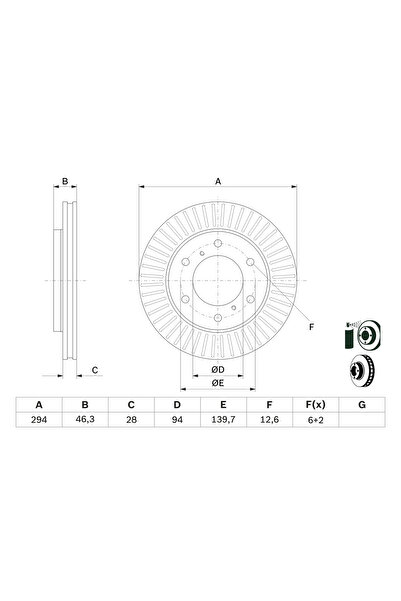 Bosch Disc Frana Fiat Fullback Pick-Up Mitsubishi L200 / Triton/L200 Platou /...