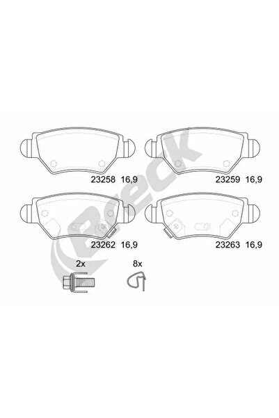 BRECK Комплект спирачни накладки Дискова спирачка Opel Astra G/Zafira A Micro...