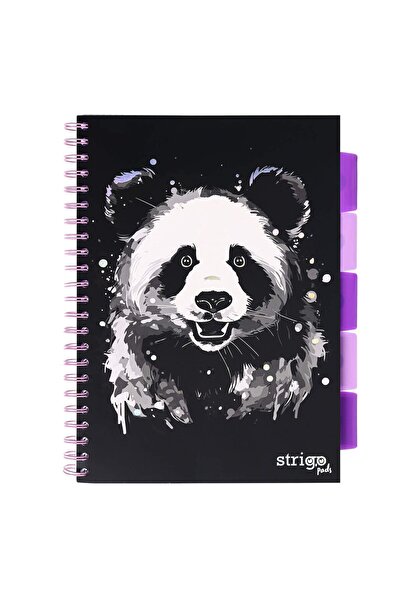 Strigo Spiral notebook and dividers Project Book PANDA A4, dictando, 200 pg, cardboard covers PADS093