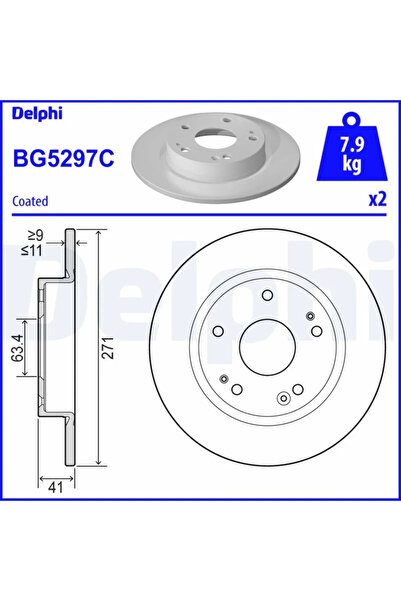 DELPHİ Brake disc FORD FOCUS IV sedan 2018-2023 BG5297C