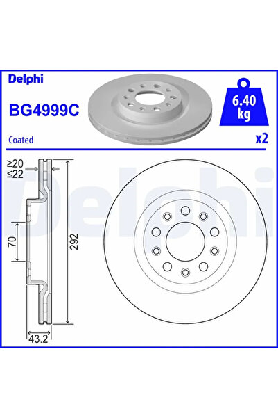 DELPHİ Brake disc ALFA ROMEO STELVIO (949_) 2016-2023
