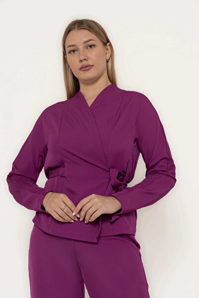 Yola Solid Wrap Jacket with Belt