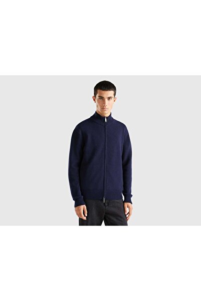 United Colors of Benetton Mens Solid Zip Sweater