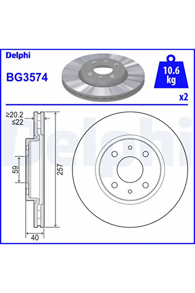 DELPHİ Brake disc FIAT PANDA 2004-2013 BG3574