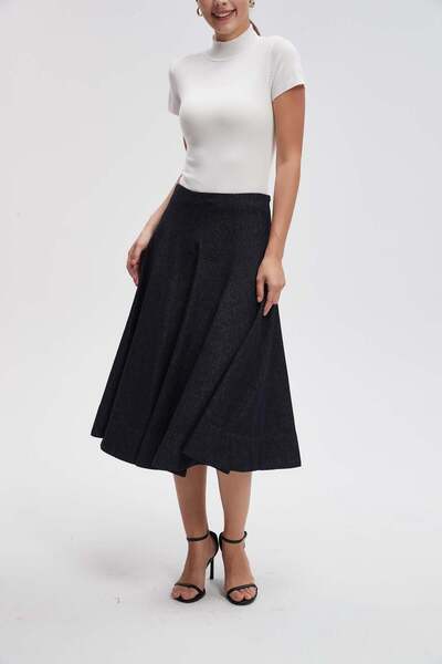 Livia Wide Pleated Midi Skirt