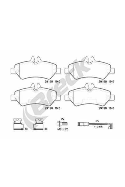 BRECK Комплект спирачни накладки за дискови спирачки Mercedes-Benz Sprinter 3...