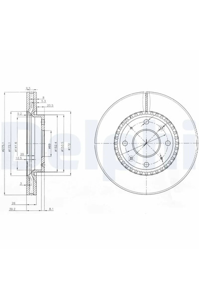 DELPHİ Brake disc KIA CERATO I hatchback 2004-2009 BG4016