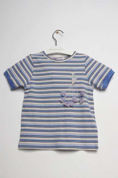 Gingersnaps Girls Striped Half-Sleeve Top