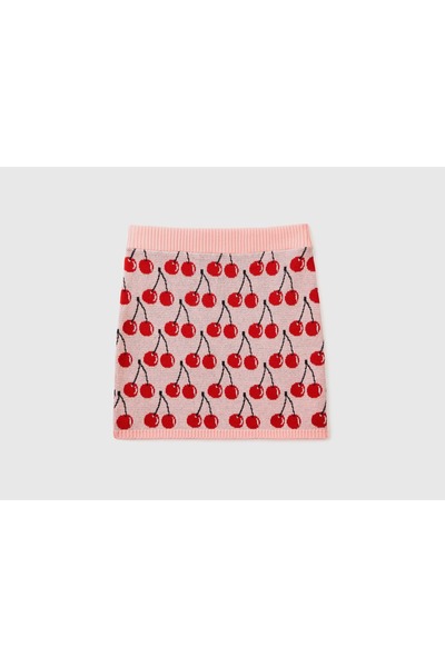 United Colors of Benetton Cherry Print Short Skirt