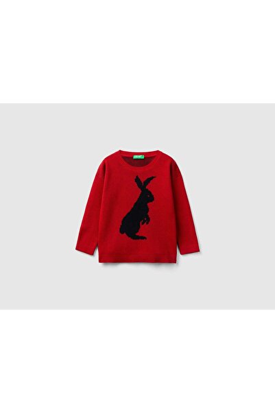 United Colors of Benetton Rabbit Print Long-Sleeve Sweater