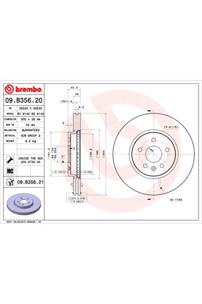 Brembo Set Discuri Frana Buick (Sgm) Encore Chevrolet Trax 2012-2019